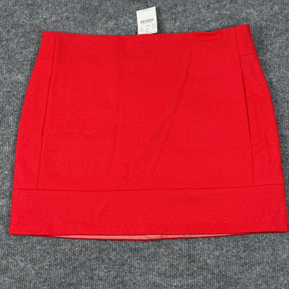 Retro J Crew Red Wool Blend Mini Skirt Size 4 Pockets Workwear Party‎ Chic NEW